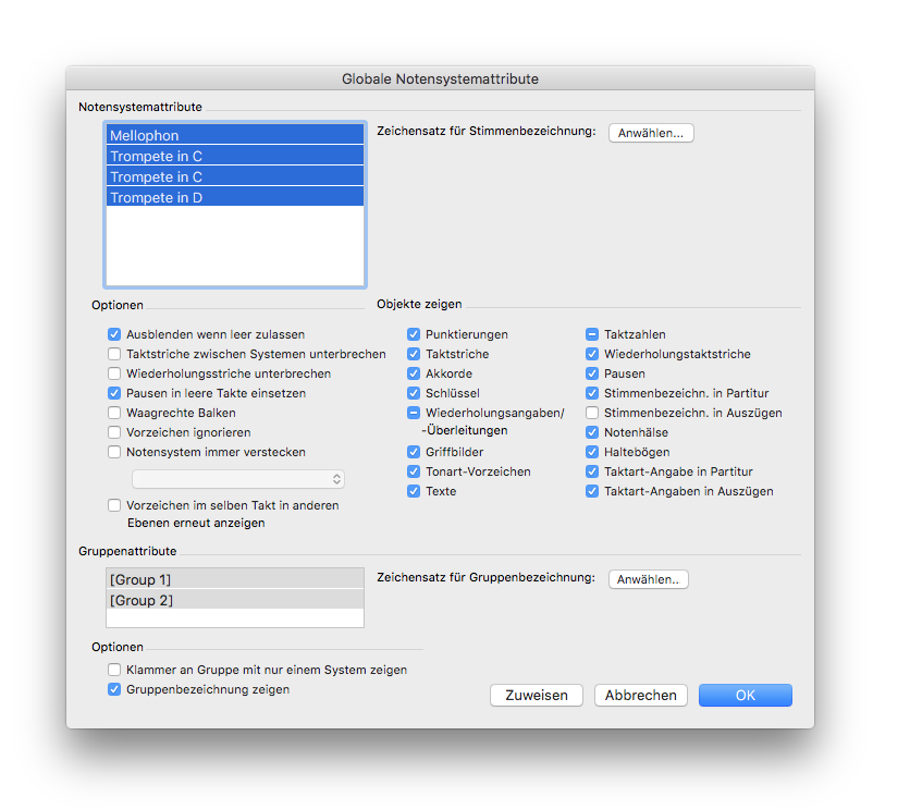 Dialogbox Globale Notensystemattribute